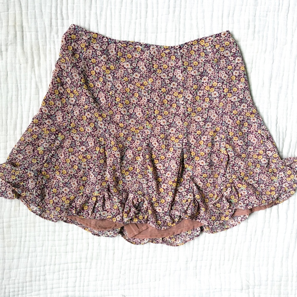 Dress Forum Floral Skort Size M Ruffle Hem Cottagecore Boho Mini Skort